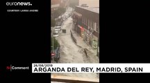 Flash flooding in Madrid region sweeps away vehicles