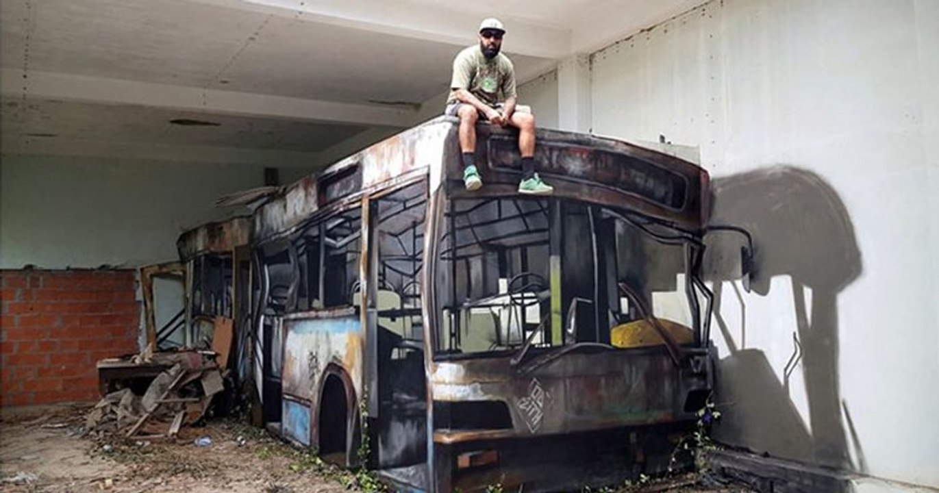 Ce street artiste réalise des graffitis en 3D qui prennent vie sur les murs de bêton