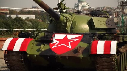 Red Star fans wheel out tank ahead of qualifier