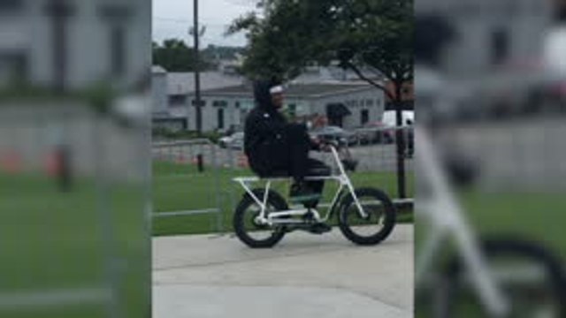 Cam Newton arrives for Panthers practice in style