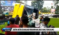 Detik-Detik Evakuasi Penumpang Bus yang Terguling