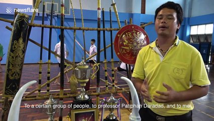 Pupils learn ancient sword fighting martial art in their PE lessons at Thai school