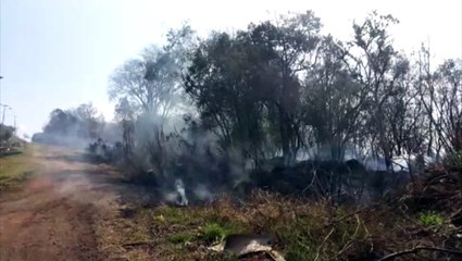 Incêndio consome vegetação no final da Rua Academia, no Bairro Universitário