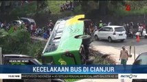 Bus Terguling ke Sawah di Cianjur, 3 Orang Luka-luka