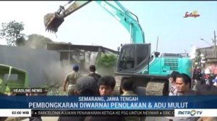 Pembongkaran Bangunan di Bantaran Banjir Kanal Timur Semarang Diwarnai Penolakan