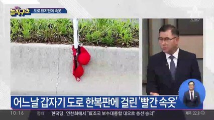 도로 한복판에 ‘빨간 속옷’…누구의 소행인지 ‘미궁’