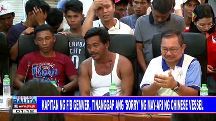 Kapitan ng F/B Gemver, tinanggap ang 'sorry' ng may-ari ng Chinese vessel