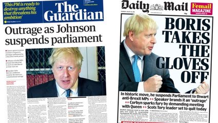 Brexit - Boris Johnson'ın parlamentoyu askıya alması İngiltere'de gazete manşetlerinde:...