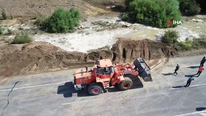 HES santralindeki su kanalının patladığı bölge havadan görüntülendi
