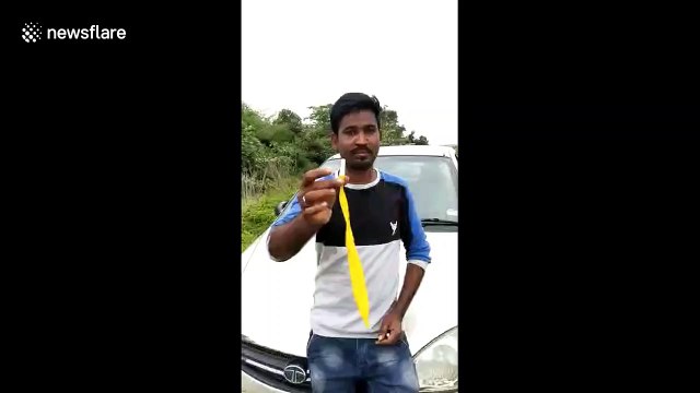 Indian man inflates 80cm balloon with his ear in bizarre feat