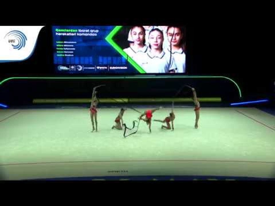 Azerbaijan - 2019 Rhythmic Gymnastics Europeans, junior groups 5 ribbons qualification