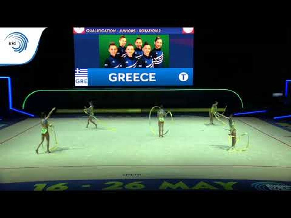 Greece - 2019 Rhythmic Gymnastics Europeans, junior groups 5 ribbons qualification