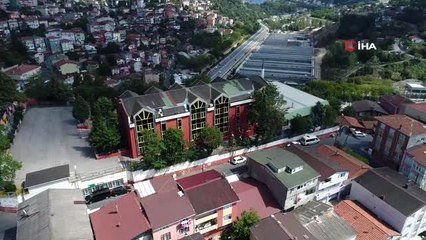 Sarıyer'de deprem riski nedeniyle kapatılan okul havadan görüntülendi