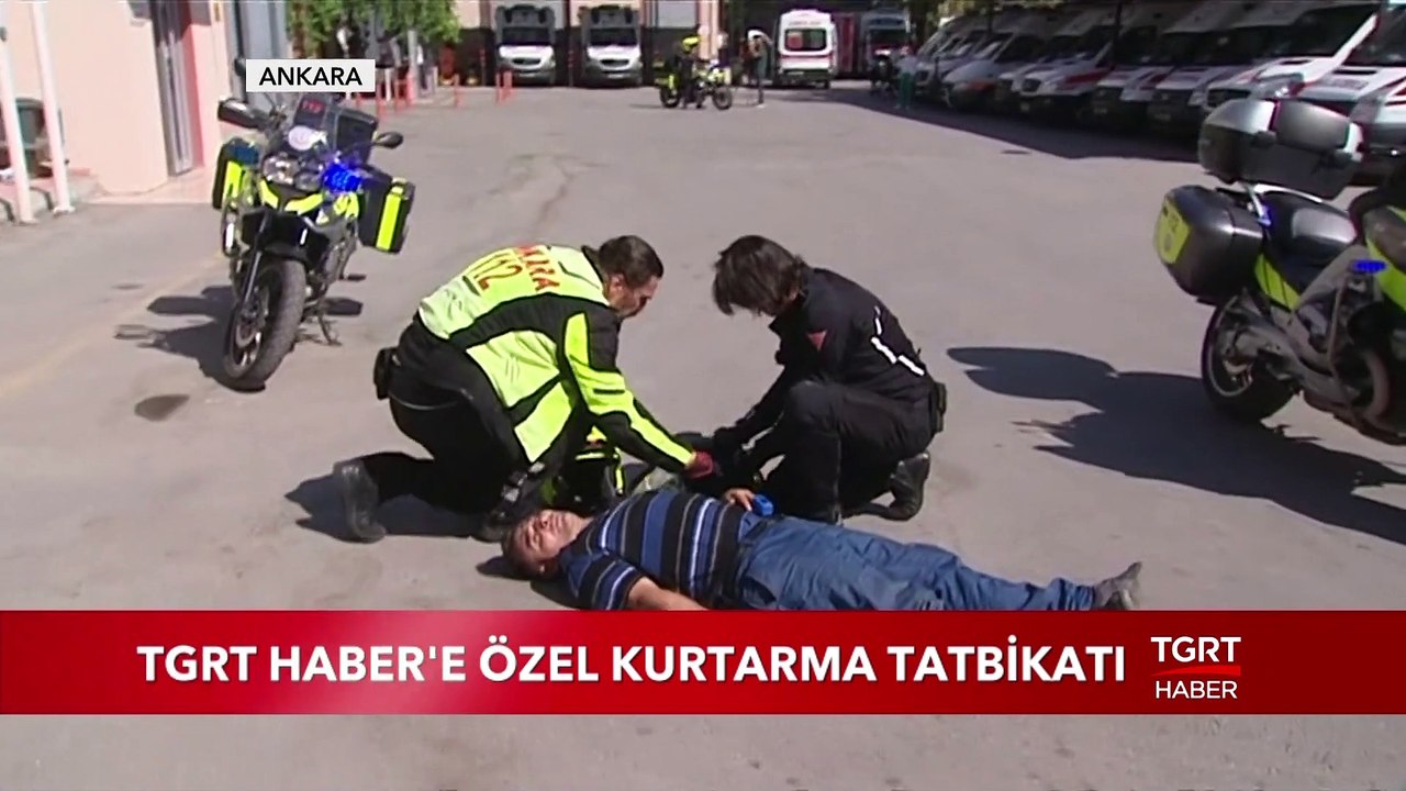 Motosikletli Acil Servis Ekibinden TGRT Habere Özel Kurtarma Tatbikatı
