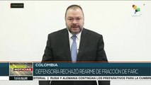 Colombia: rechaza Defensor del Pueblo rearme de parte de las FARC-EP