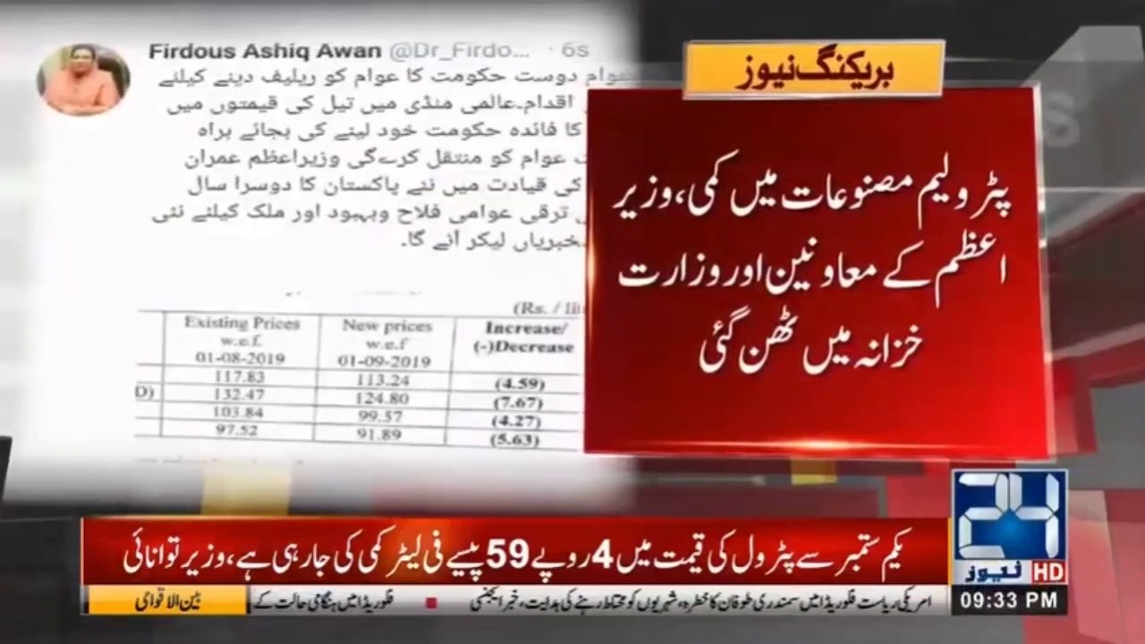 Finance ministry nullifies Firdous Ashiq’s tweet on reduction in prices of petroleum products