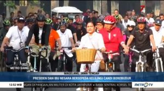 Jokowi dan Iriana Bersepeda Keliling Candi Borobudur