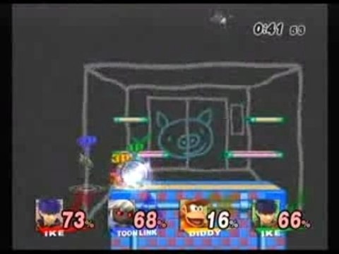 Super Smash Bros. Brawl - Ike VS Toon Link VS Diddy VS Ike
