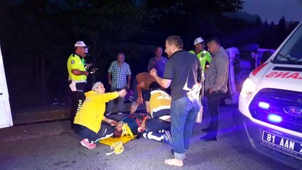 TEM'de kontrolden çıkan hafif ticari araç devrildi: 6 yaralı