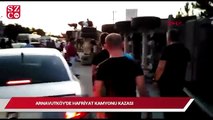 Arnavutköy’de hafriyat kamyonu kazası