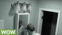 Security camera captures poltergeist in mirror