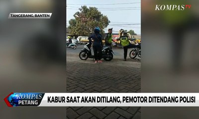 Kabur Saat Akan Ditilang, Pemotor Ditendang Polisi
