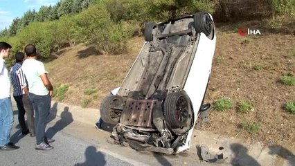 Sultangazi'de kendisini sıkıştıran taksiciden kaçmak isterken takla attı