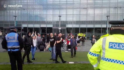 Far-right activists at pro-Brexit counter-protest in Manchester on Saturday