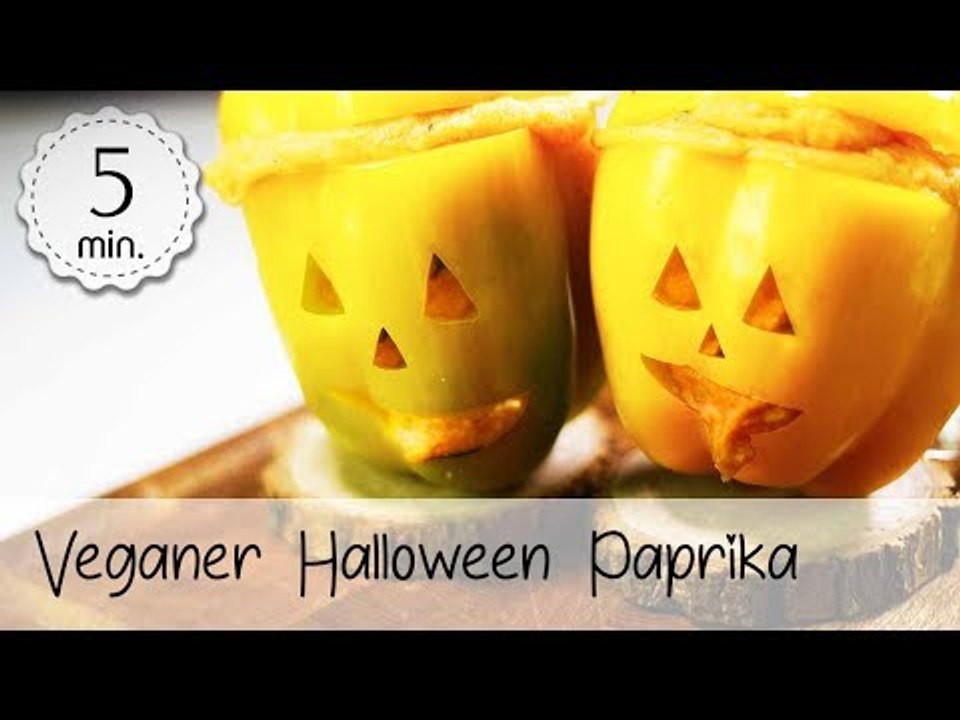 Veganer Halloween Paprika mit Polenta Füllung - Gefüllte Paprika Vegan ohne Tofu | Vegane Rezepte