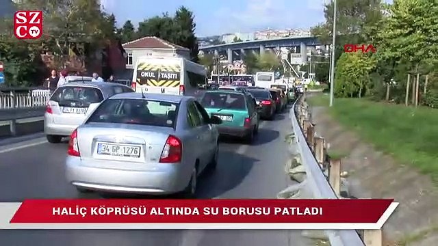 Haliç Köprüsü altında su borusu patladı, yol sular altında kaldı