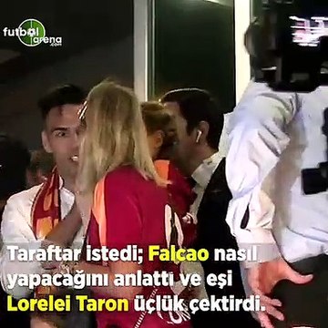 Galatasaray taraftarı istedi; Falcao'nun eşi Lorelei Taron üçlü çektirdi