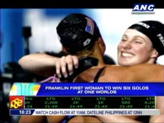 Franklin is first woman to win 6 golds at one worlds