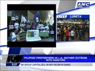 Pinoys protest outside Jeane Napoles' Ritz-Carlton unit