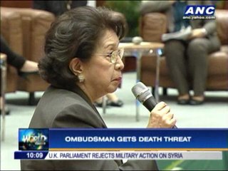Ombudsman unfazed by death threat amid 'pork' probe