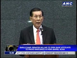 Why Enrile is willing to open bank accounts