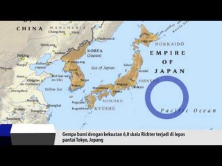 Gempa 6,0 SR Guncang Lepas Pantai Jepang