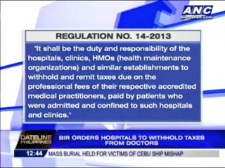 BIR orders hospitals to withhold taxes from doctors