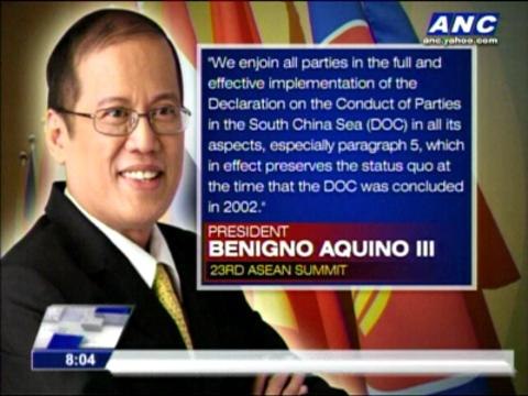PNoy seeks return to status quo in S. China Sea