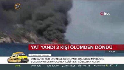Yat yandı, 3 kişi ölümden döndü