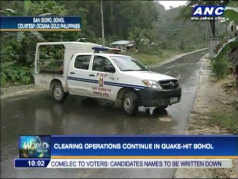 Clearing operations continue in quake-hit Bohol