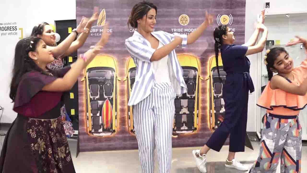 Hina Khan dances with kids at Renault Triber event;Must watch video | Filmibeat