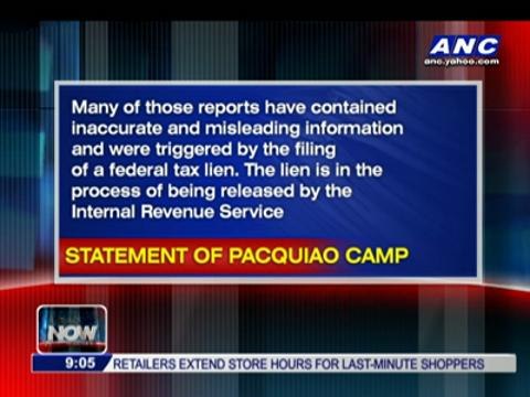 IRS tax lien on Pacquiao 'being released'
