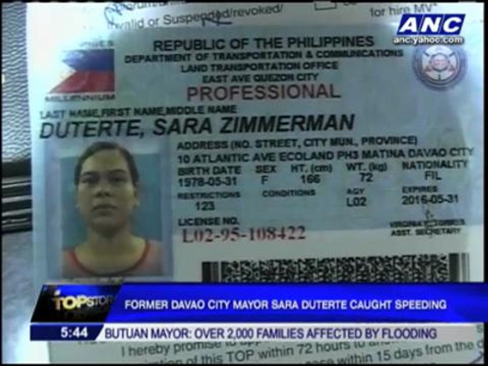 Ex-Davao mayor caught speeding