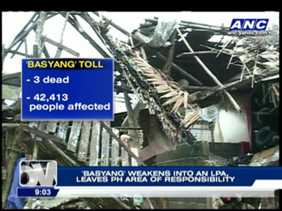 'Basyang' weakens into an LPA, leaves PAR