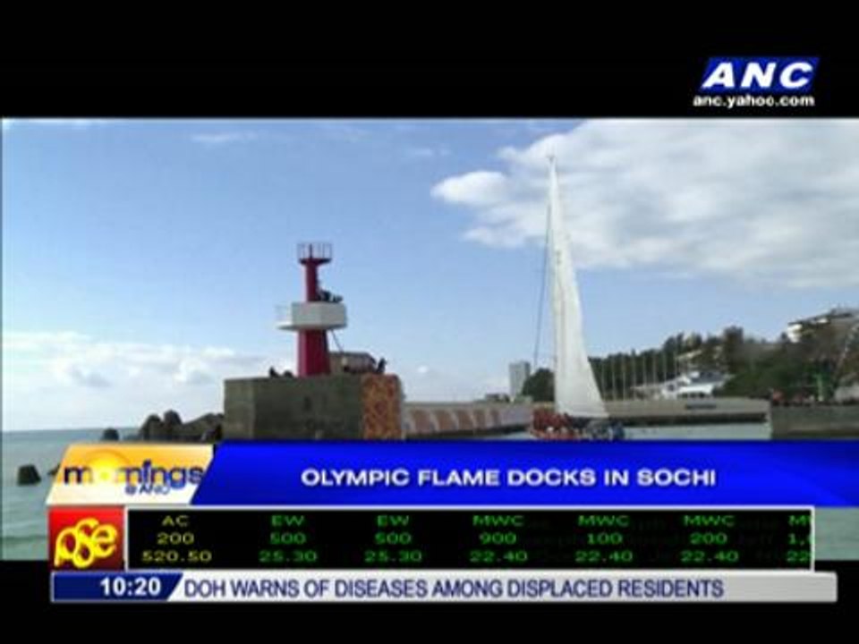 Olympic flame docks in Sochi