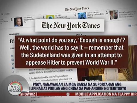 PNoy asks world support vs China