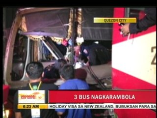 5 hurt in 3-bus collision in QC