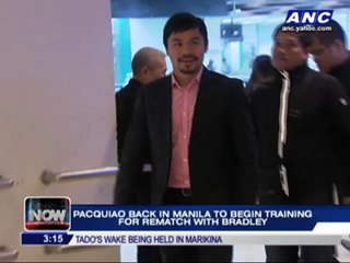 Pacquiao back in PH to start training for Bradley