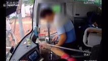 Chinese man inserts phone into cash box attempting to pay for bus fare
