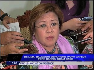 De Lima: Baligod departure won't affect pork scam case